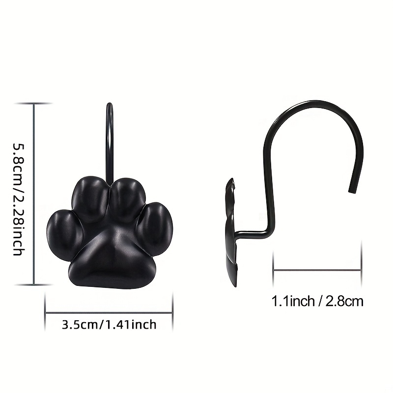 12pcs Cat Paw Print Shower Curtain Hook Bathroom Accessories