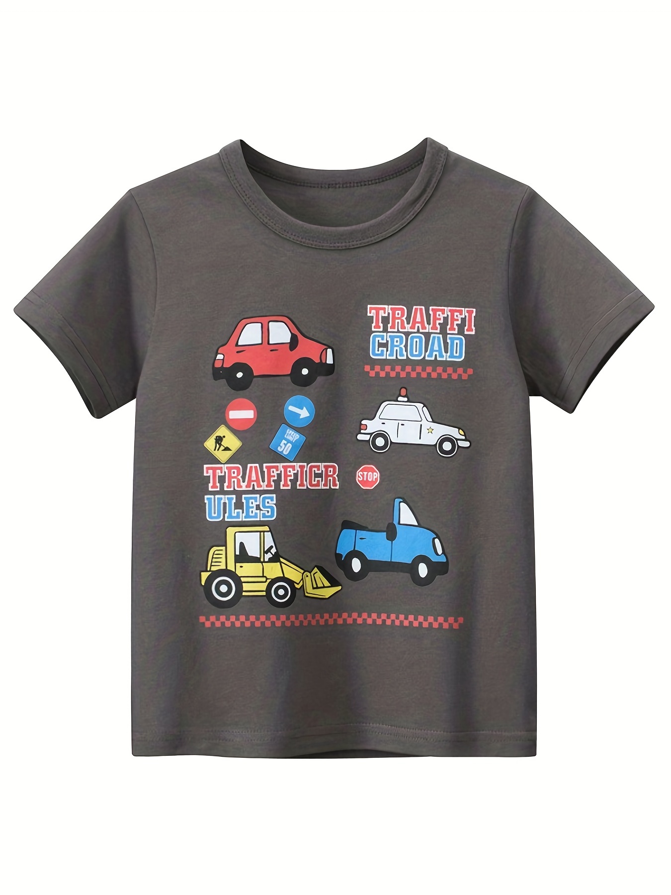 Ragazzi Auto & Segnali Stradali Stampa T-Shirt, Traspirante Comodo Casual  Girocollo Tees Tops Per Bambini Bambini Bambini Estate