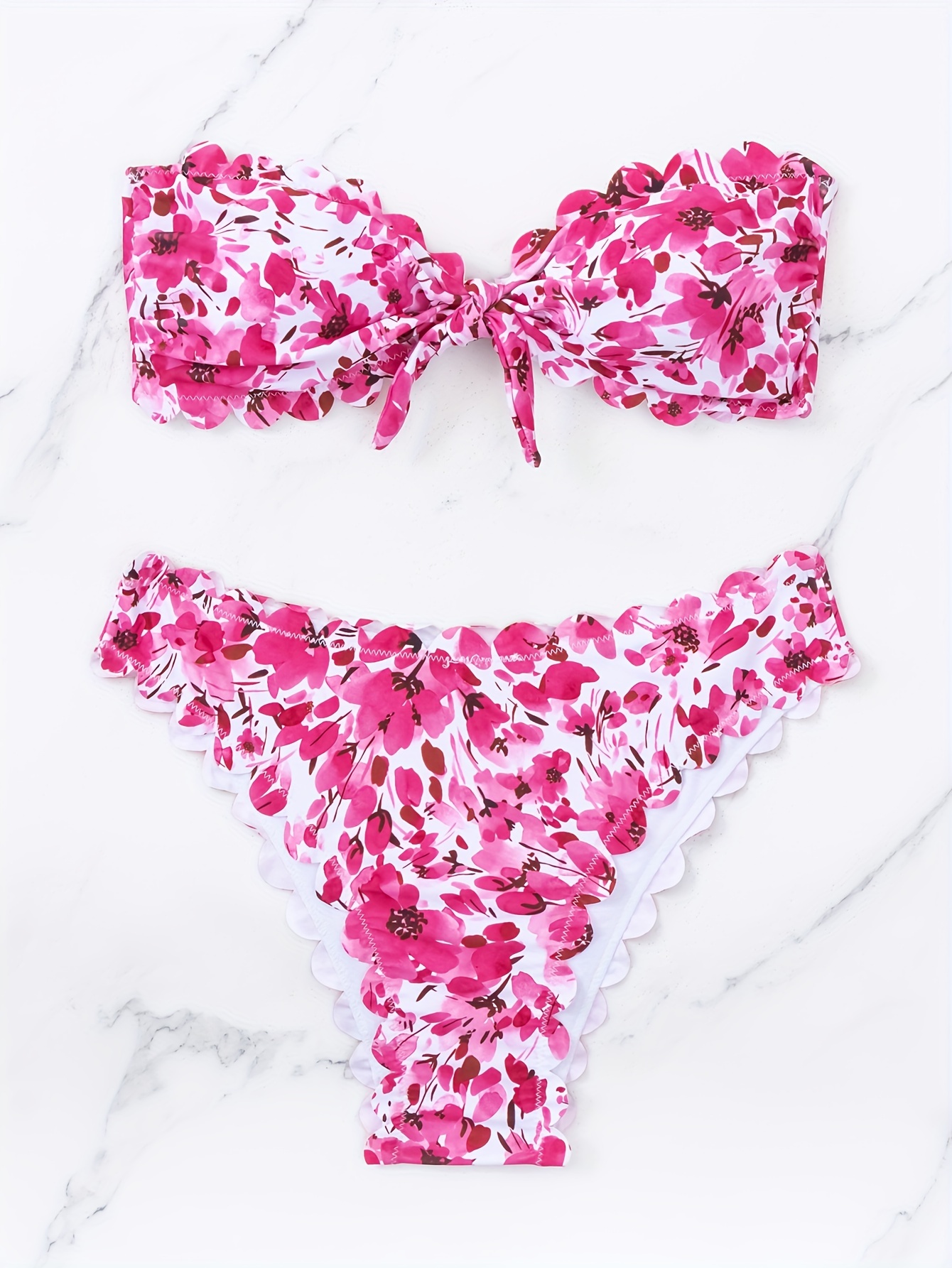 Everyday Sunday swim top bikini ESBEAW00898 reversible bandeau style pink  en floral print