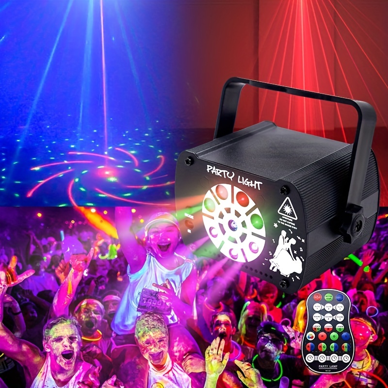 1pc 3-in-1 UV Party Lights, DJ Disco Stage Lights, Stroboscopic Projection  Lights, With Remote Control, Sound Activation, Suitable For Family Gatherin
