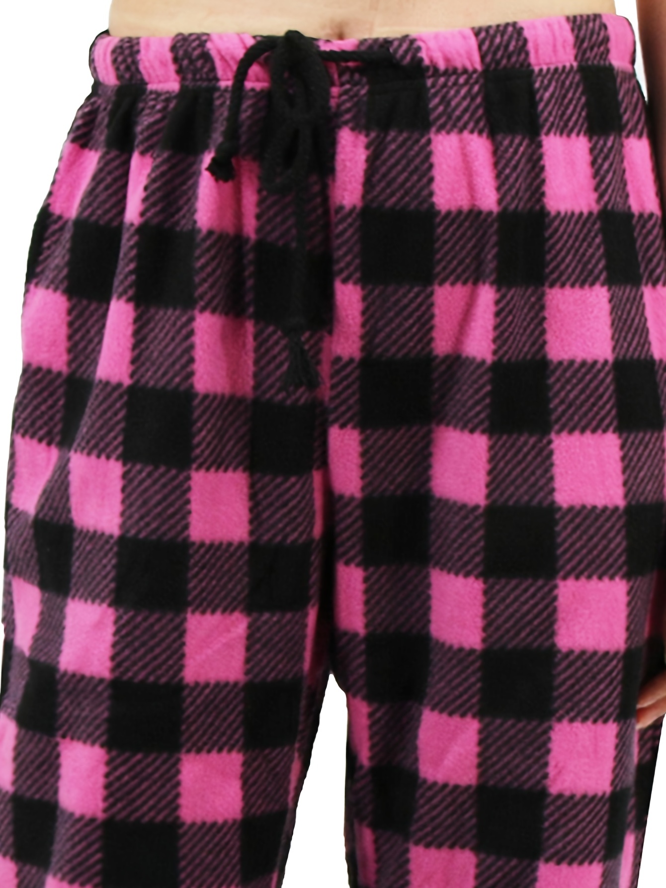 Ladies Pyjama Bottoms Lounge Pj Pants Check Heart Soft Warm