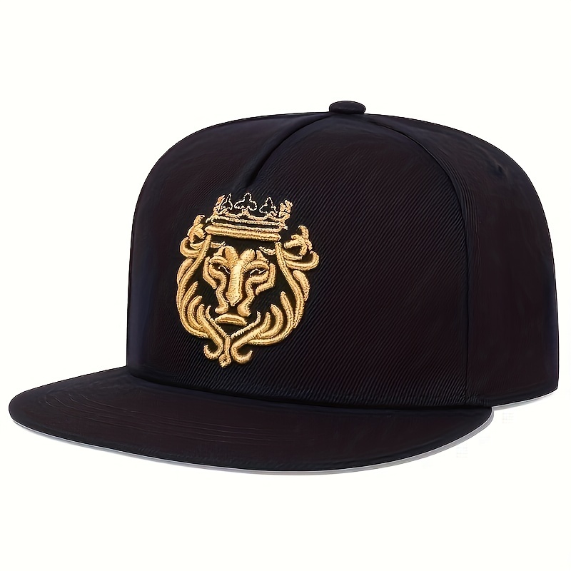 1pc Men's Outdoor Baseball Adjustable Casual Hat Hip Hop Hat Lion Crown Embroidery Sun Hat, Fishing Hat,Temu