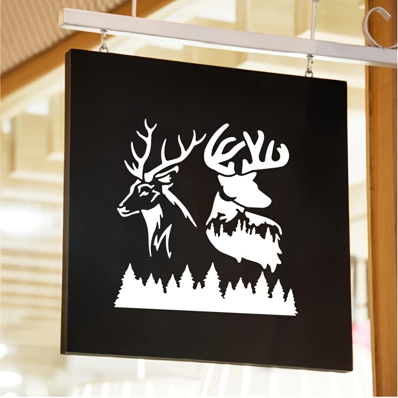20 Pieces Stencil for Painting, Deer Mountain Tree Stencils Deer Antler  Head Template Forest Animal Wildlife Wood Burning Stencils for Wood Wall  DIY