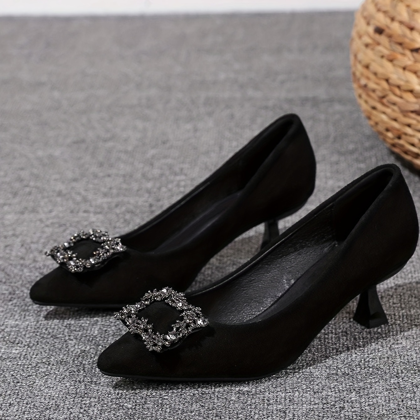 Women s Pointed Toe Kitten Heels Fashion Rhinestone Slip Temu