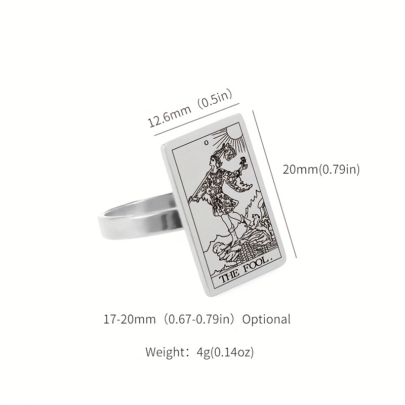 Stainless Steel Tarot Cards Ring Amulet for Men
