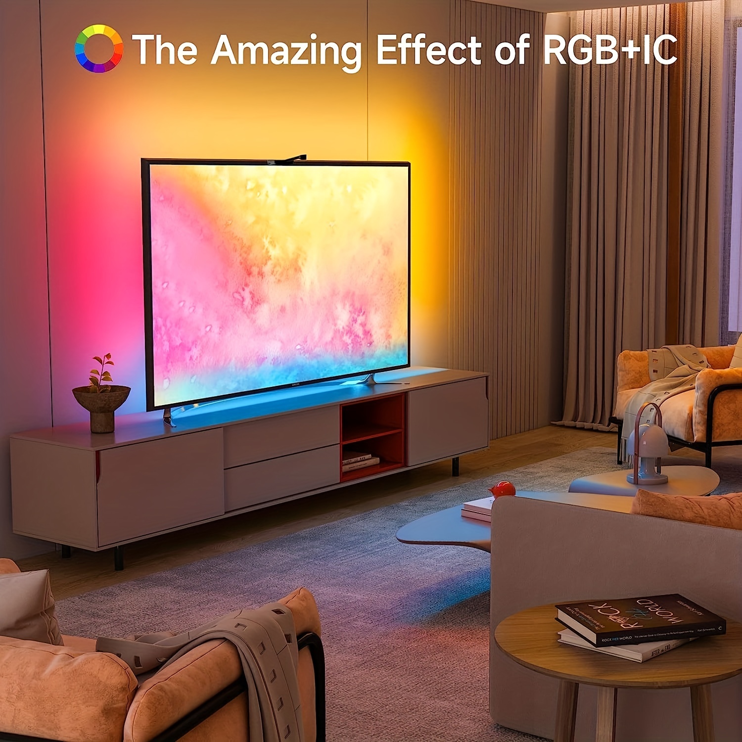 1 Pieza Retroiluminación Led Tv Luz Led Tv Rgb+ic Tira Luces - Temu