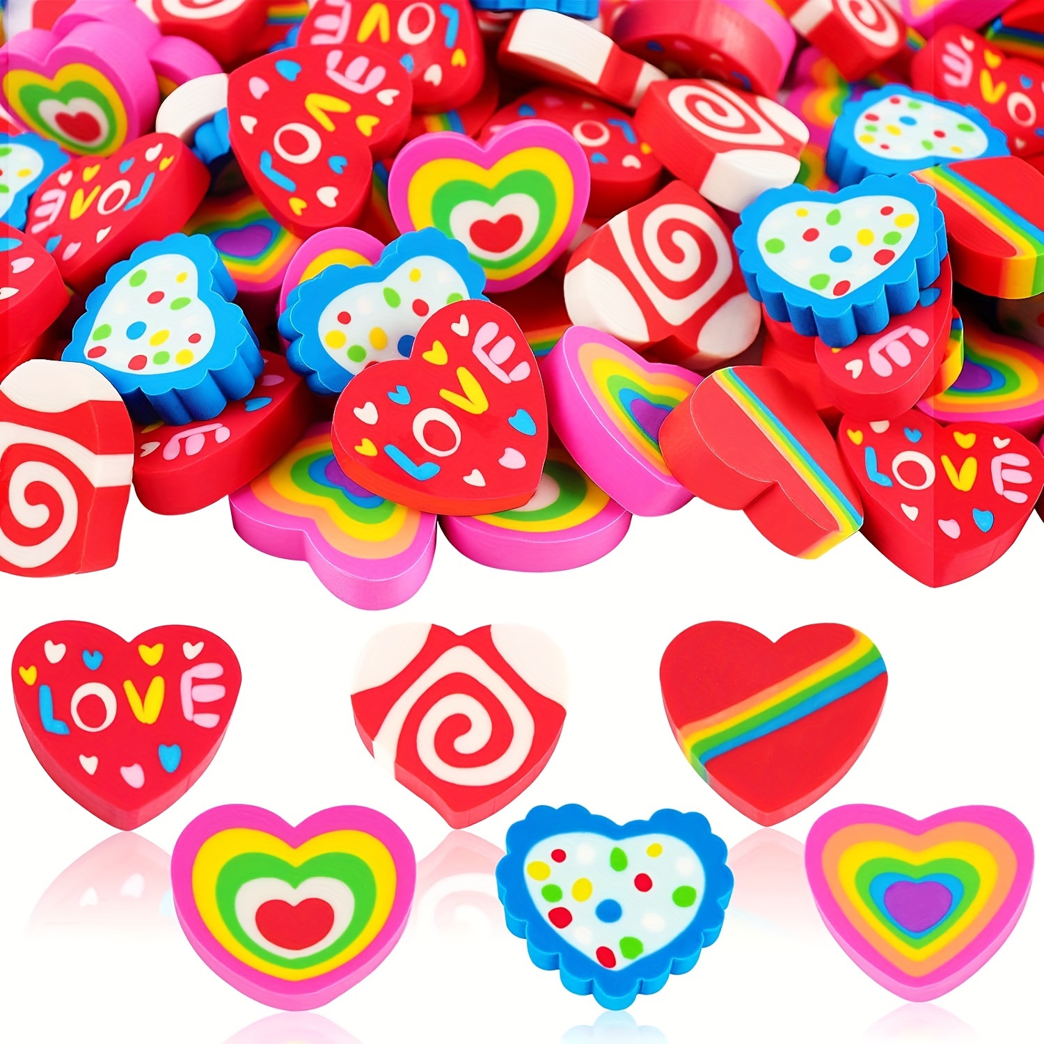 Love Heart Cute Rubber Erasers Colored Erasers Pencil Eraser - Temu