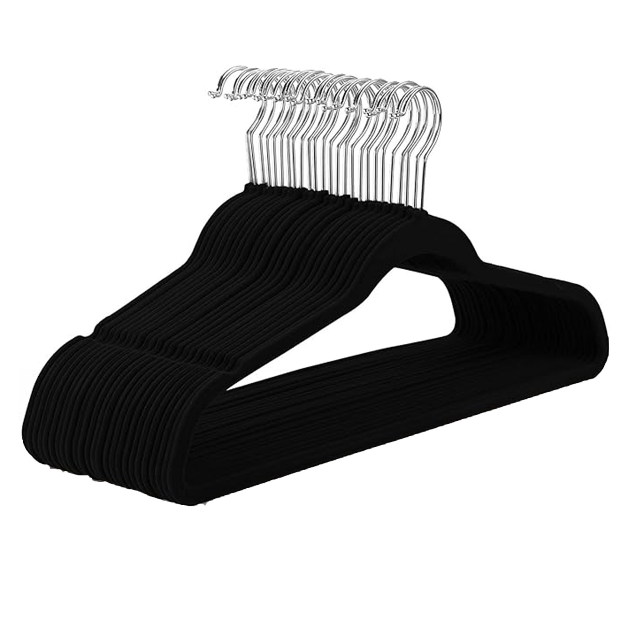 Non-Slip Velvet Clothes Hangers, 100 Pack, Black, For Both Wet and Dry  Clothing