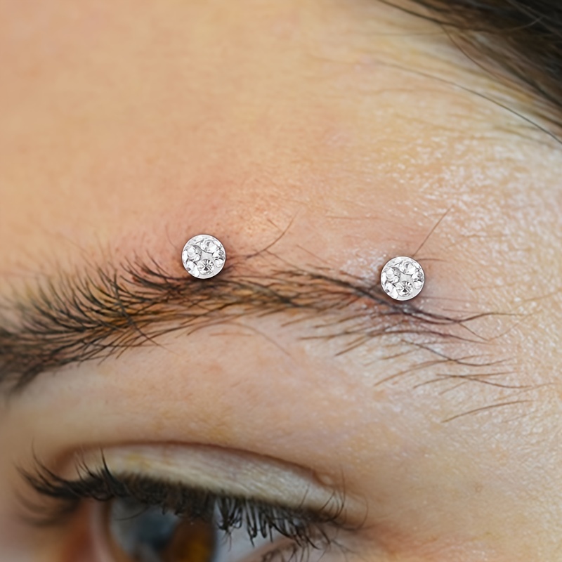 Rhinestone Curved Barbell Eyebrow Ring, Surgical Steel