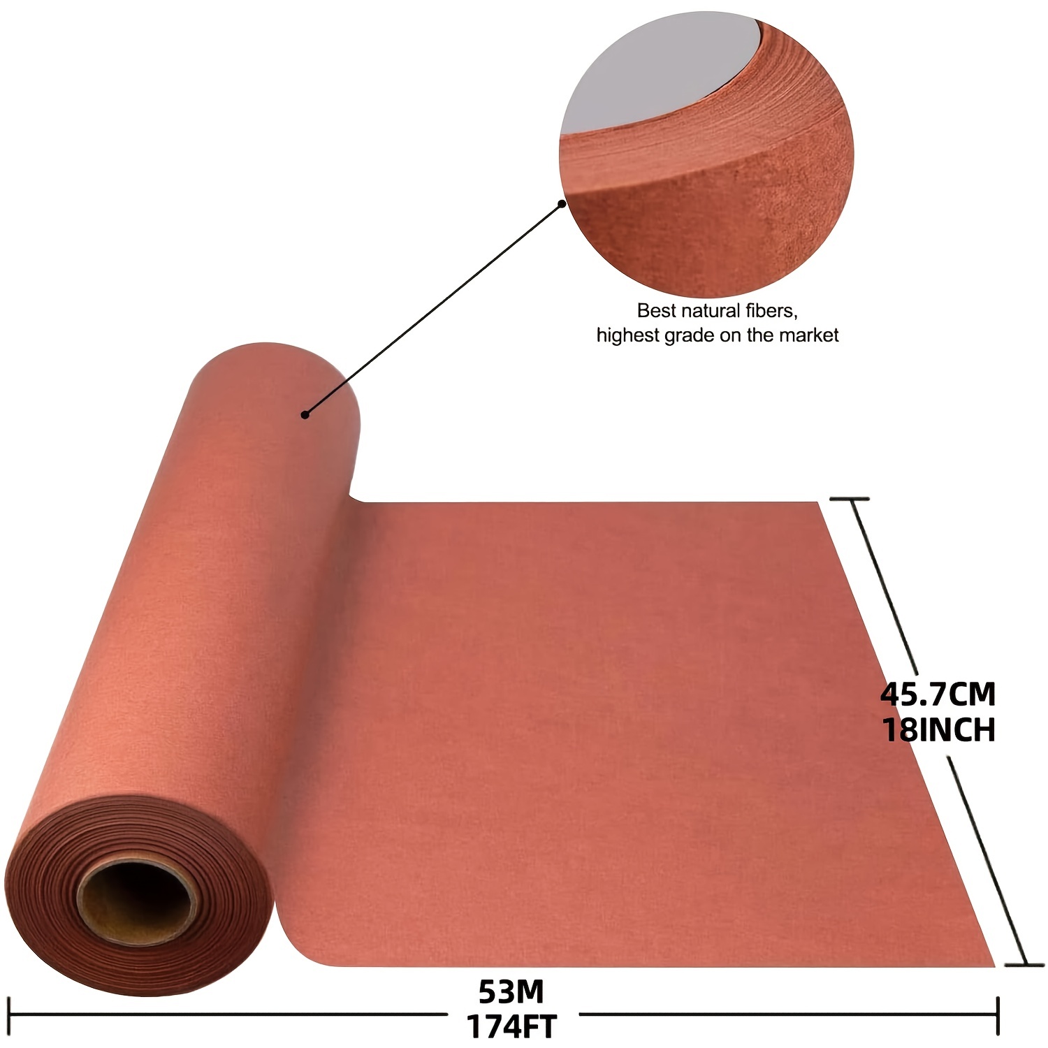 53m Long Pink Kraft Butcher Paper Roll Food Grade Peach Wrapping