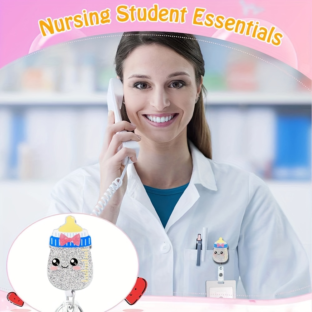 Badge Reel Holder Retractable with ID Clip for Nurse Nursing Name Nurse Uniform Nursing Student Doctor Rn LPN Medical Assistant Work Office