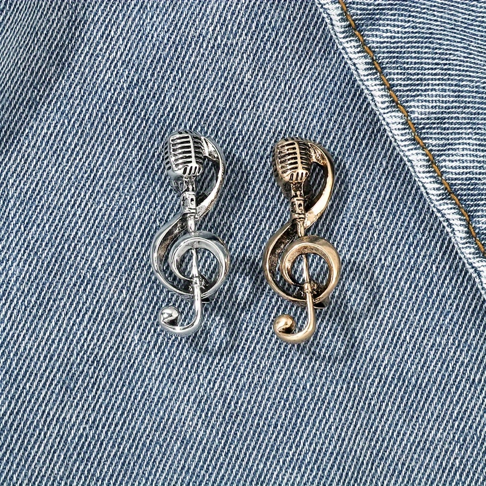 Music Note Brooch Pink for Men Women Gold /Silver Music Note Mark Brooch  Lapel Pin Badge