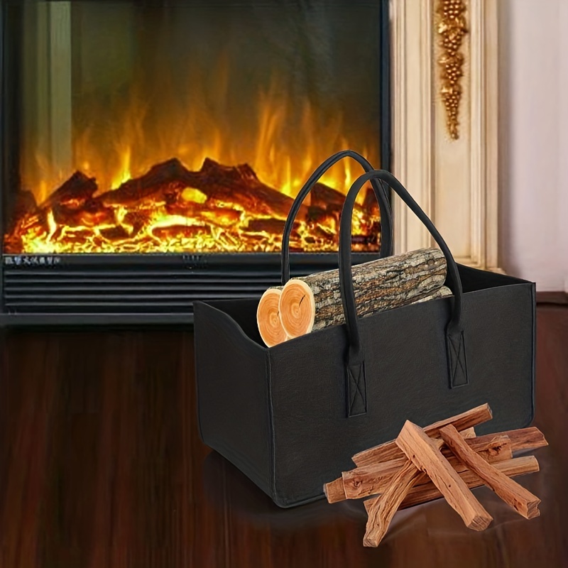 1pc Felt Bag, Durable Portable Firewood Storage Bag With Handles, Firewood  Tote Bag, Fireplace Wooden Basket, Collapsible Firewood Basket, Storing Bas