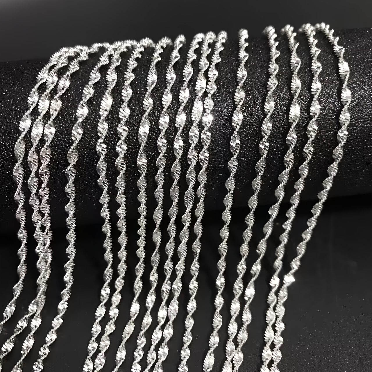 12pcs 16-30inch Luxury 2MM Silver Plated Double Layer Water-wave Chain  Necklace Women Chokers Necklaces For Jewelry Making Chains Supplies