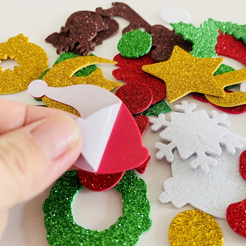 WINTER FOAM STICKERS CRAFT ACTIVITY BUCKET CHRISTMAS GLITTER TREES,  SNOWFLAKES NEW IN PACKAGE
