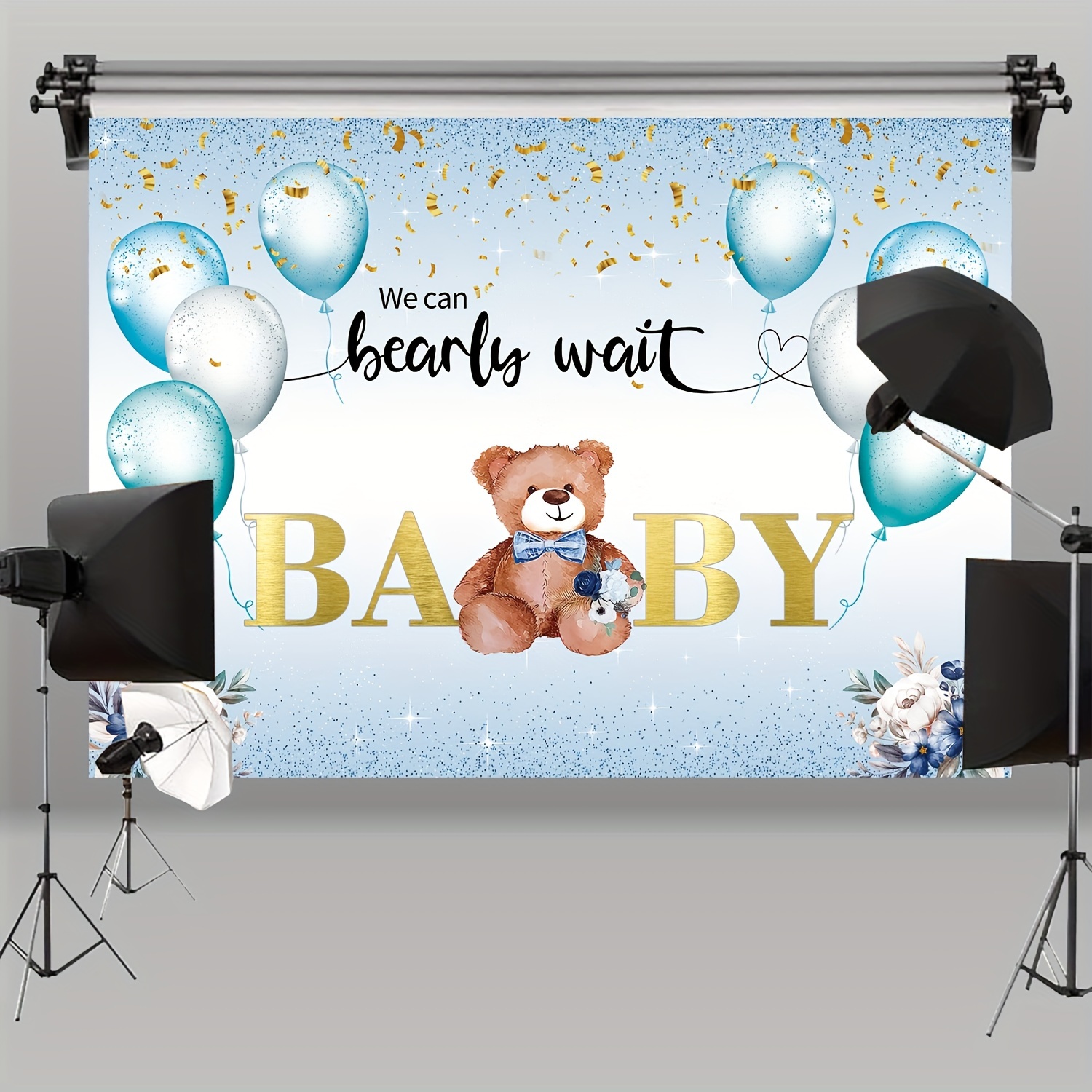 Oso de dibujos animados Niños Baby Shower Fiesta de cumpleaños Cubierta de  fondo redondo – webackdrops