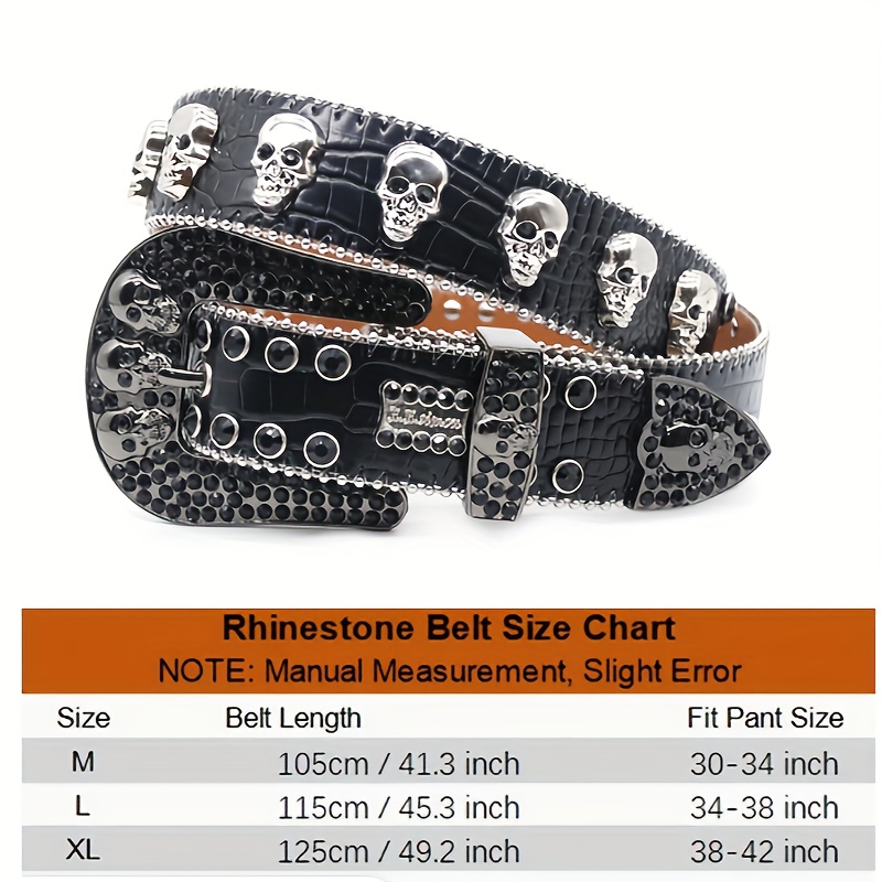 Halloween Ghost Head Rhinestone Belt For Men Fashion Brilliant