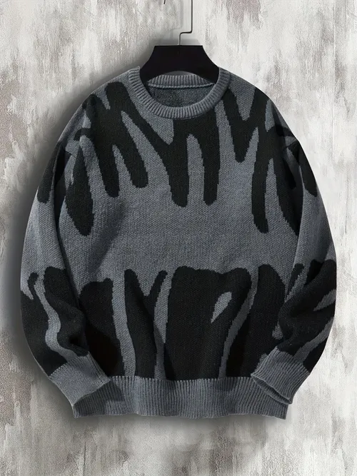 Crew Neck Pullover Sweater For Men - Temu