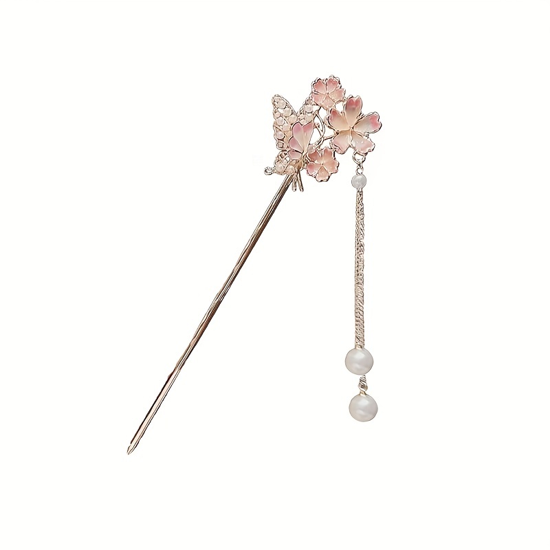 elegant peach pearl hairpin tassel chic - Temu display picture 1