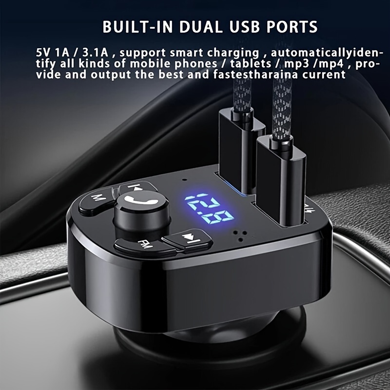 Car Mp3 Player Dual Usb Fast Charger Fm Receiver Wireless - Temu