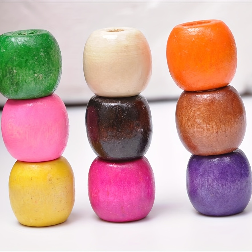 50pcs/lot 12mm Mixed Colors Large Hole Wooden Beads Making DIY Bracelet  Necklace Loose Beads Jewelry Accessories
