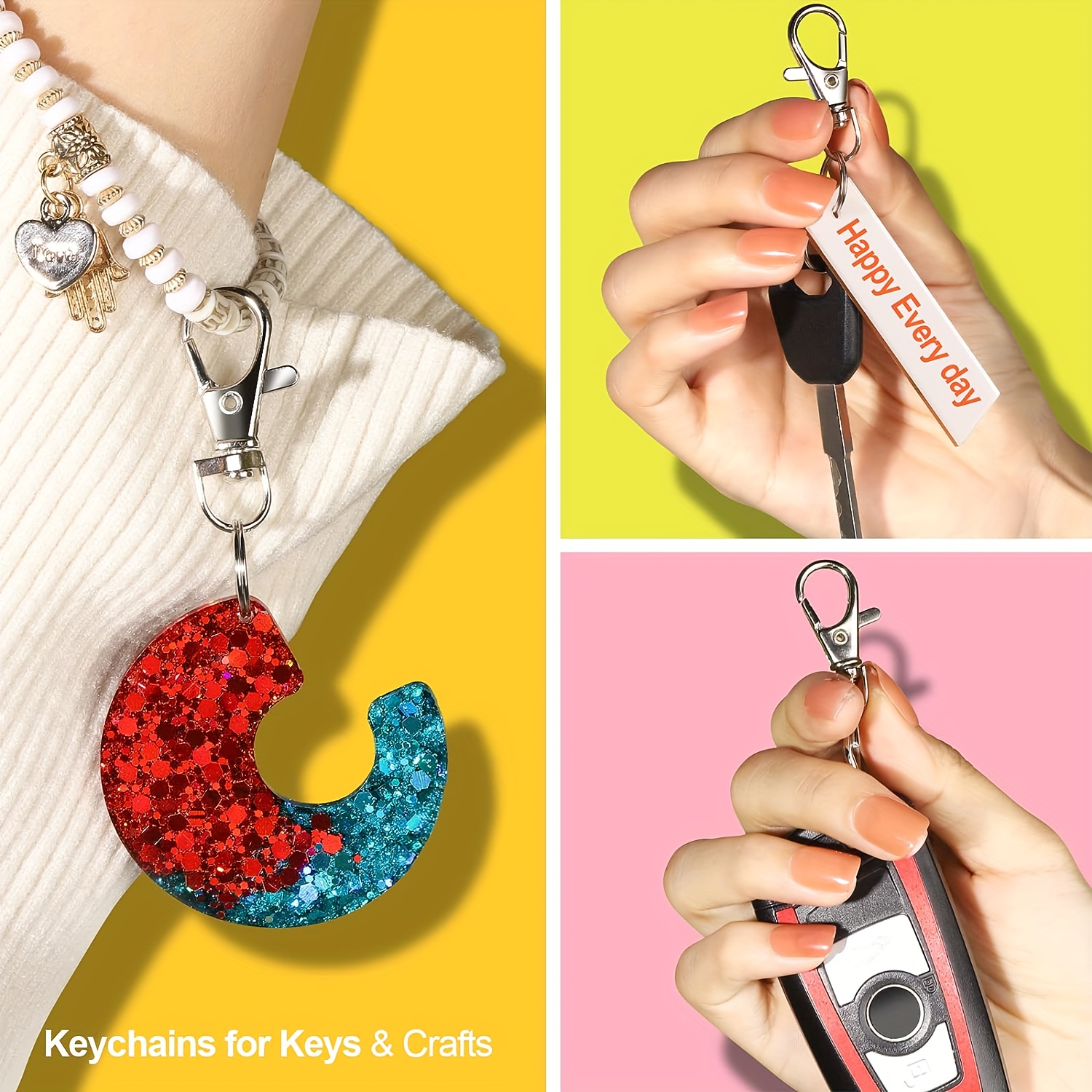 Metal Swivel Snap Hooks Key Rings Diy Keychain Making Kit - Temu
