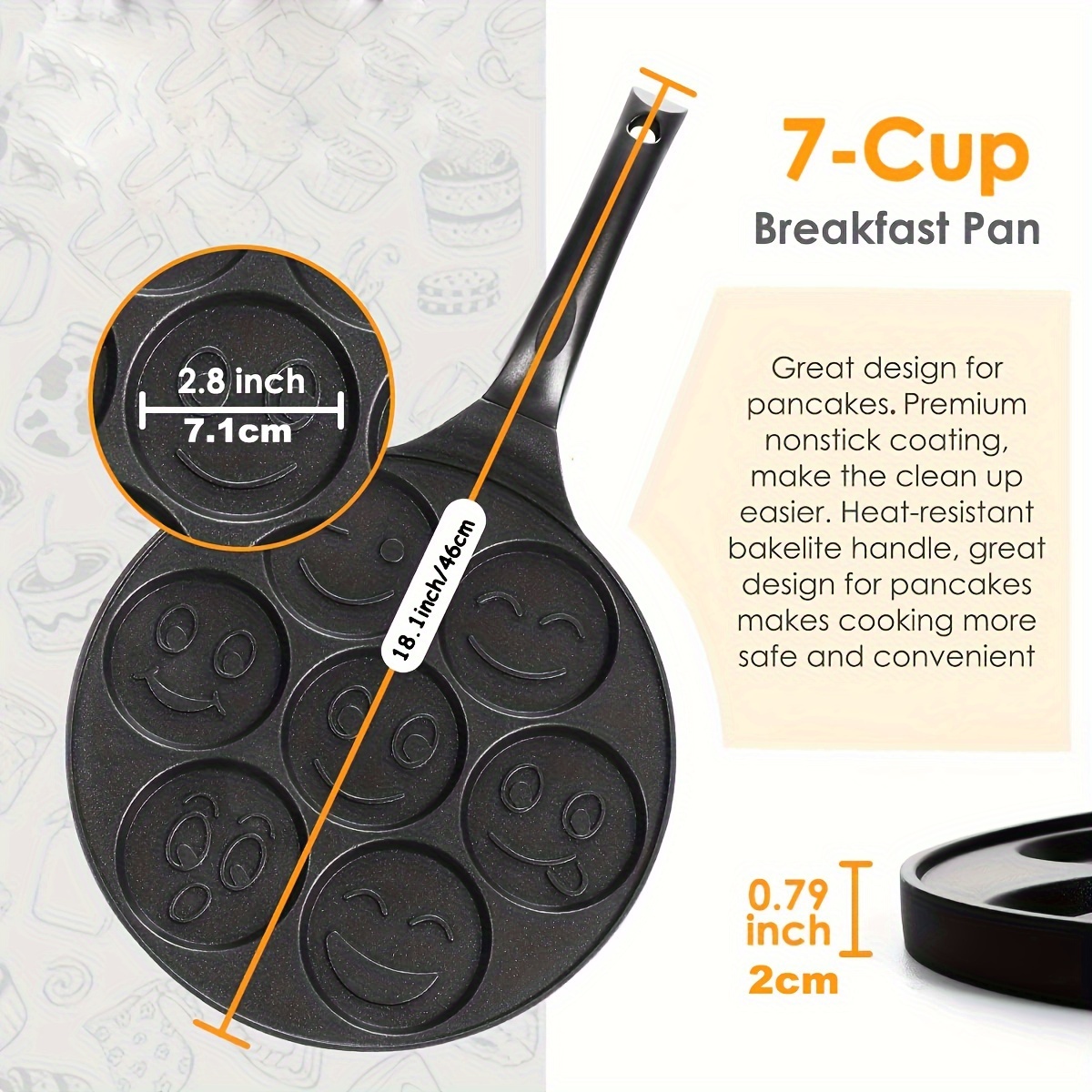 1pc Pancake Pan, 7-Hole Kitchen Pancake Pan, Nonstick Griddle Pancake Maker,  Mini Pancake And 7 Smiling Face Cups Pan Breakfast Crepe, Kitchenware,  Kitchen Items