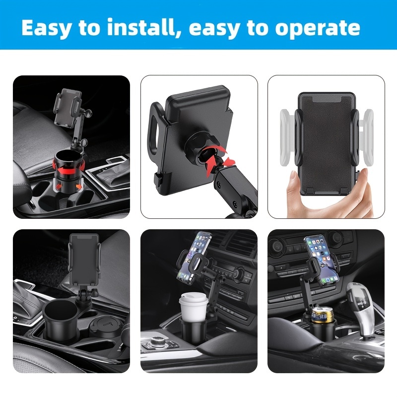 Car Cup Holder Expander Adapter Accessories with Cell Phone Cup Holder