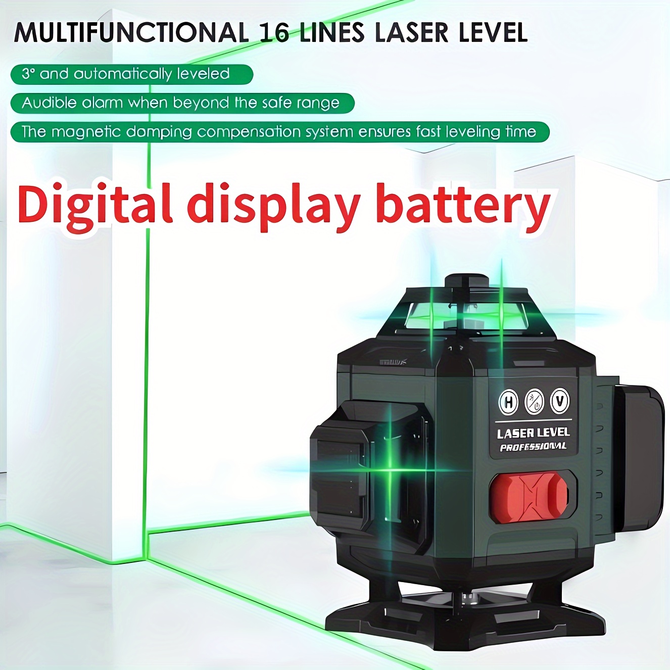 4D - Herramienta autonivelante de nivel láser 360 de 16 líneas para  construcción y entrega de imágenes, alta precisión y fácil de usar