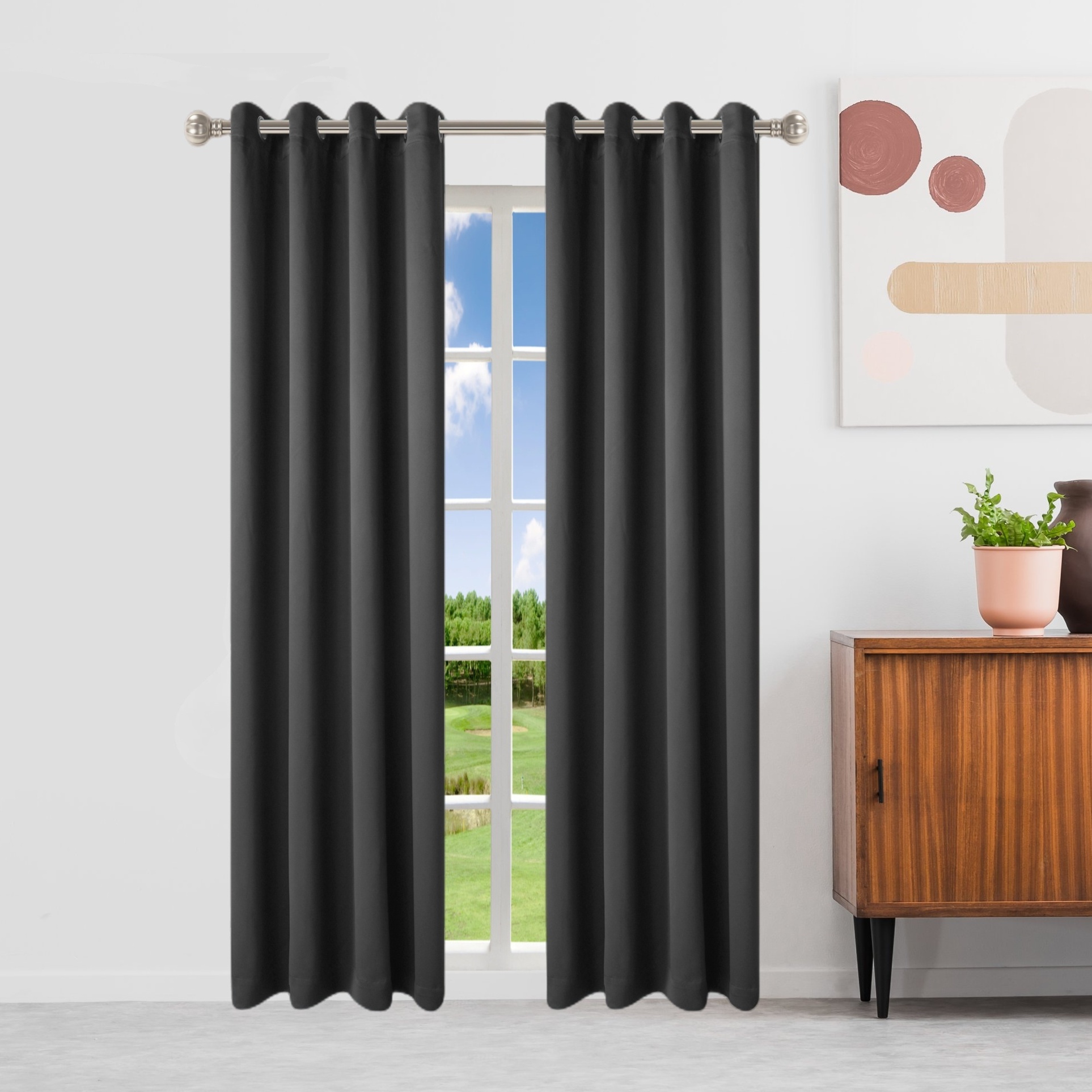 Blackout Curtain Heat Insulation Grommet Top Curtain