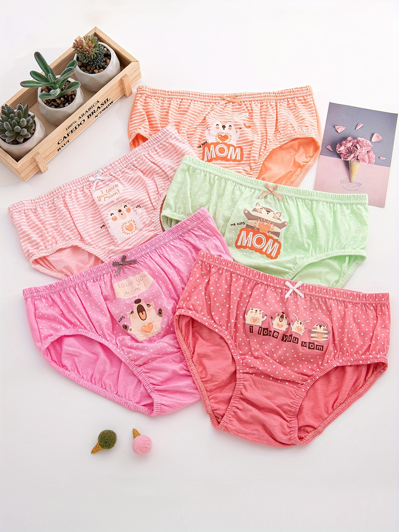 Available> 5pcs/box Cotton Soft Underwear For Girls Lovely Cartoon
