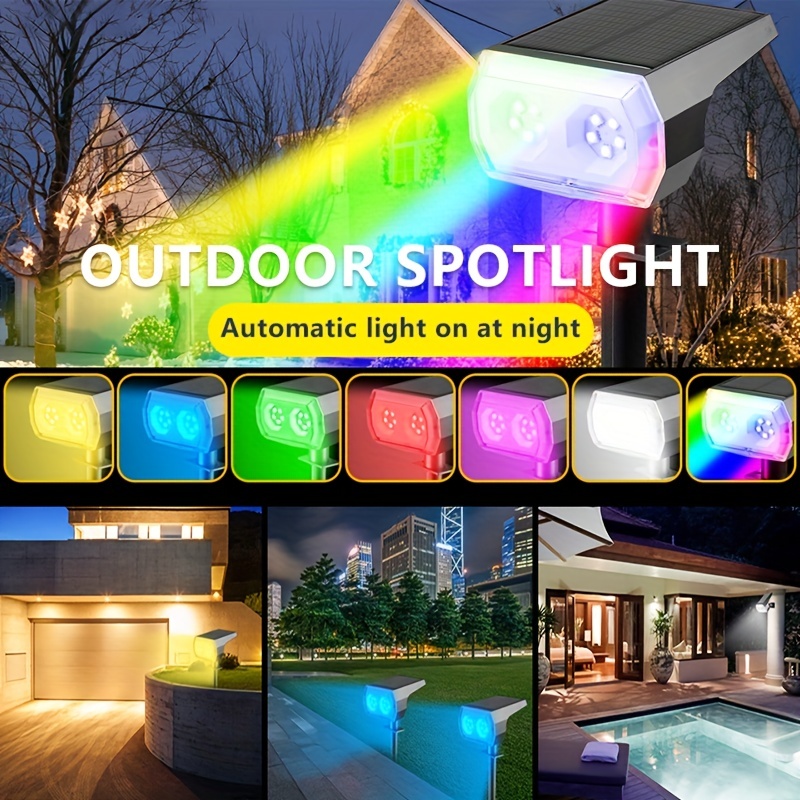 1/2/4/6pcs Projecteur Solaire Coloré Extérieur, Lumière Solaire Extérieure  Changeante De Couleur Avec 7 Modes D'Éclairage, Étanche RGBW Multi-couleur  Courtyard Solar Spotlight Tree Swimming Pool Garden Light - Temu Switzerland