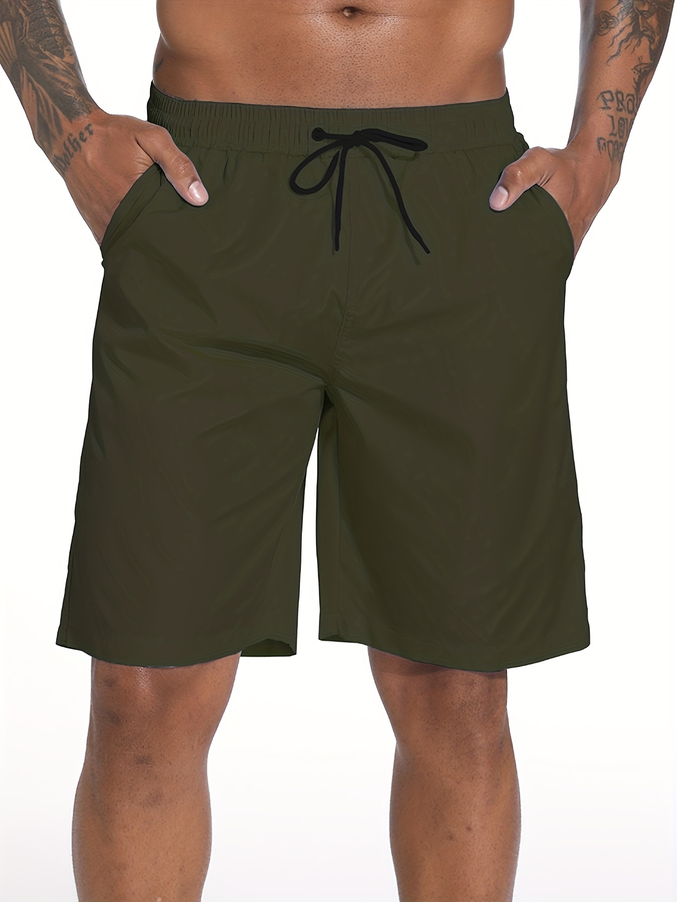 Olive green mens 2025 swim trunks