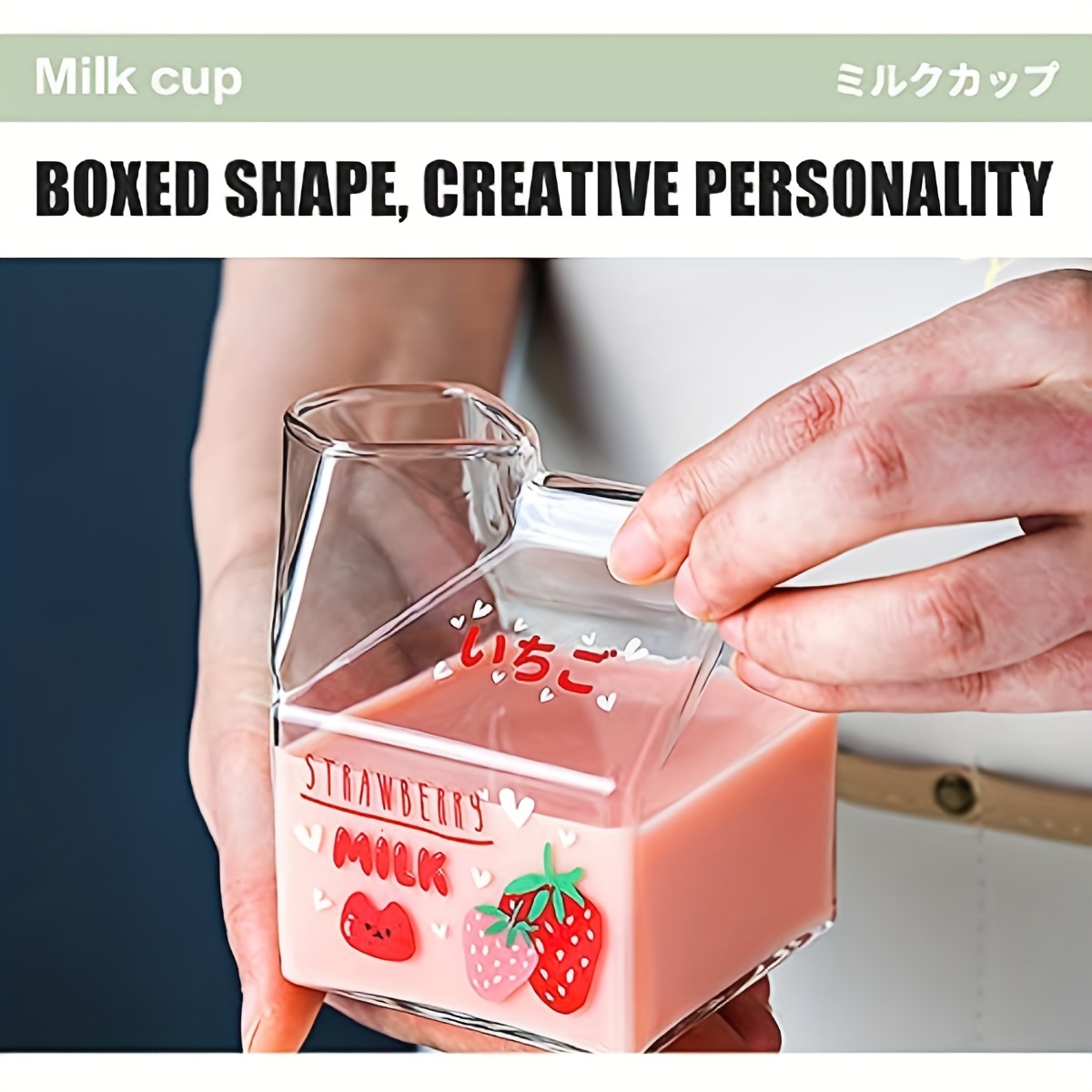 Kawaii Strawberry Glass Mug With Straw Creative High Temperature Resistance  Clear Glass Water Cup Household Milk