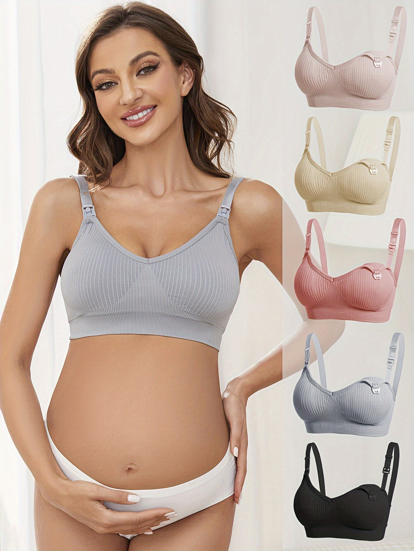 Women's Maternity Solid Sexy Lace Bra Breast Feeding Underwear Detachable  Bra, Pregnant Women's Clothing