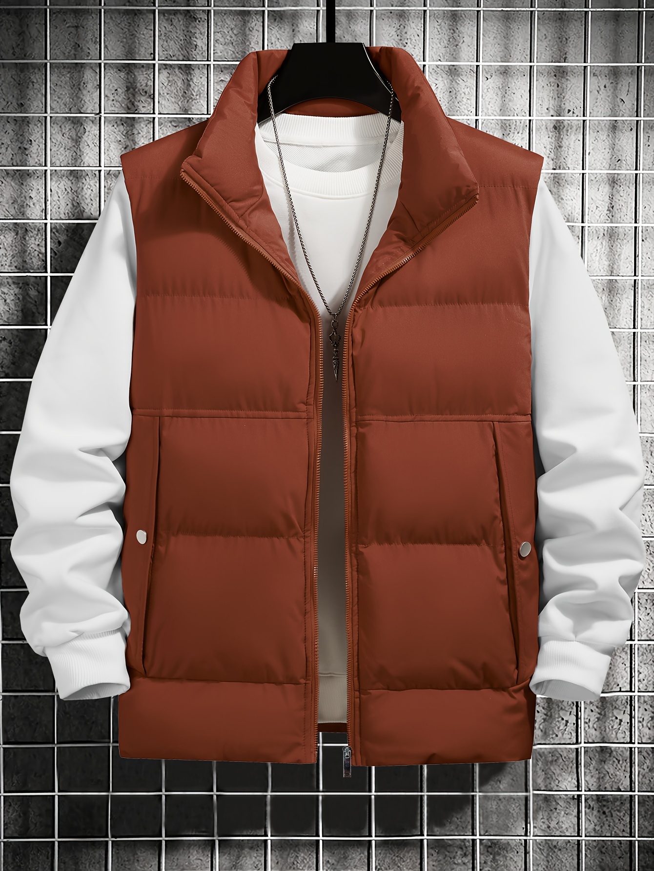 Men's Winter Vest, Lightweight Padding Puffer Vest, Sleeveless Coat Warm  Zip Up Quilted Gilet Jacket (WITHOUT T-SHIRT)