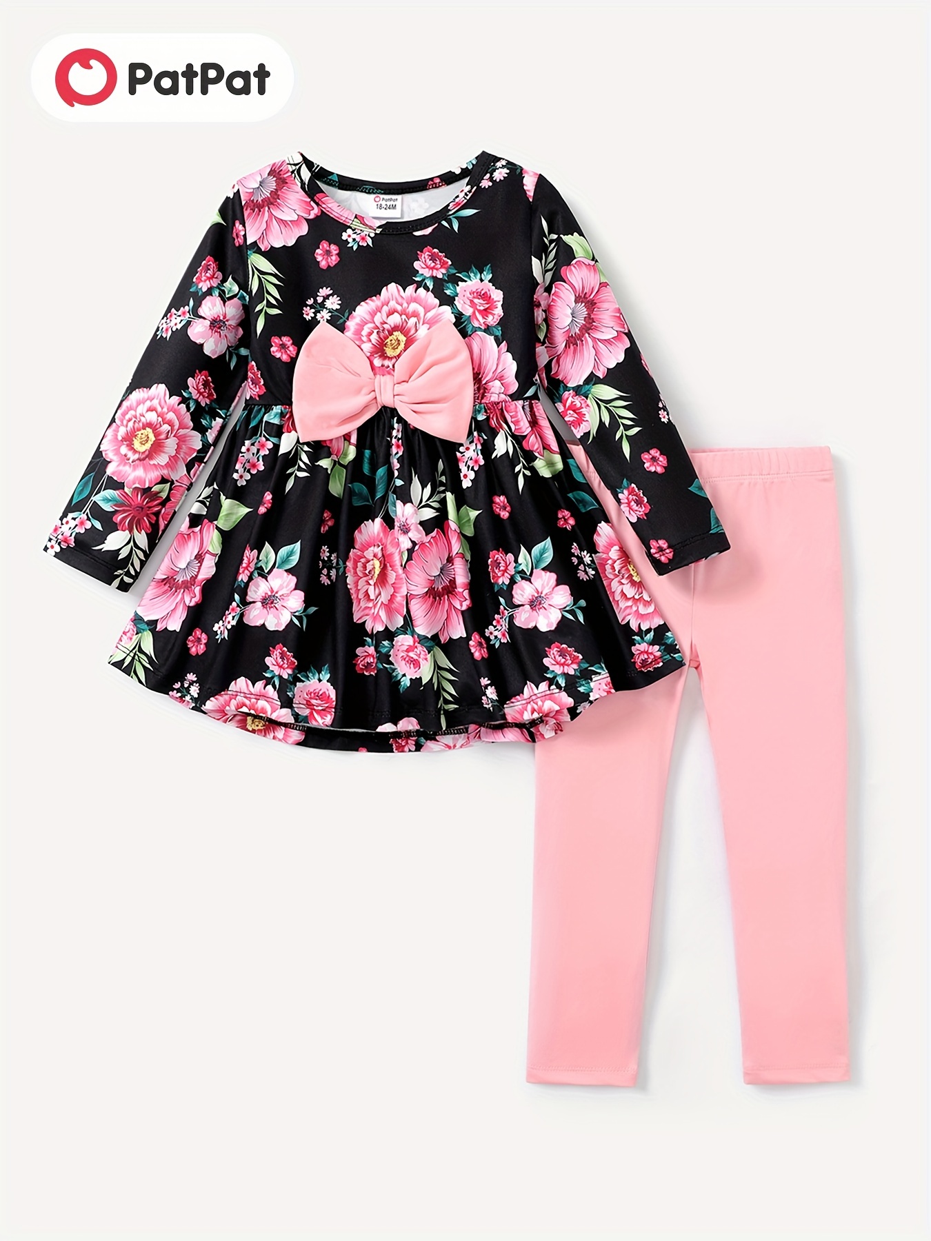 Girl's Floral Print Outfit Peplum Top Causal Pants Set Kid's - Temu