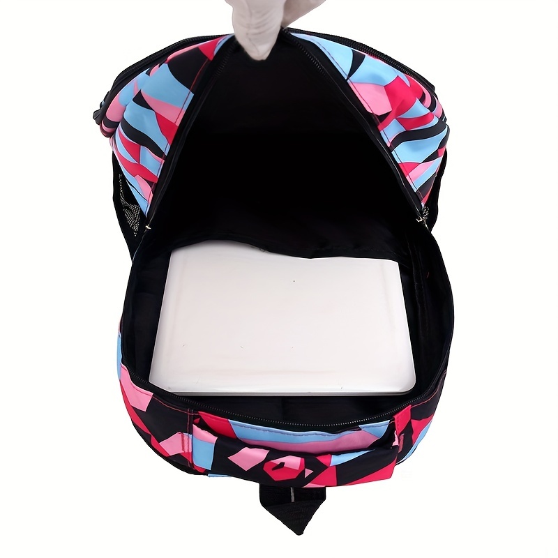 Geometric Pattern Preppy Backpack Large Capacity Back To School Daypack