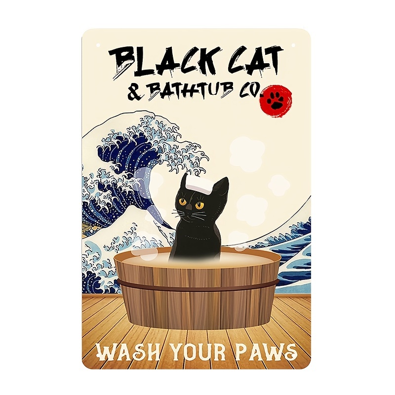 Black Cat Vintage Posters Art Wall Prints Funny Bathroom - Temu