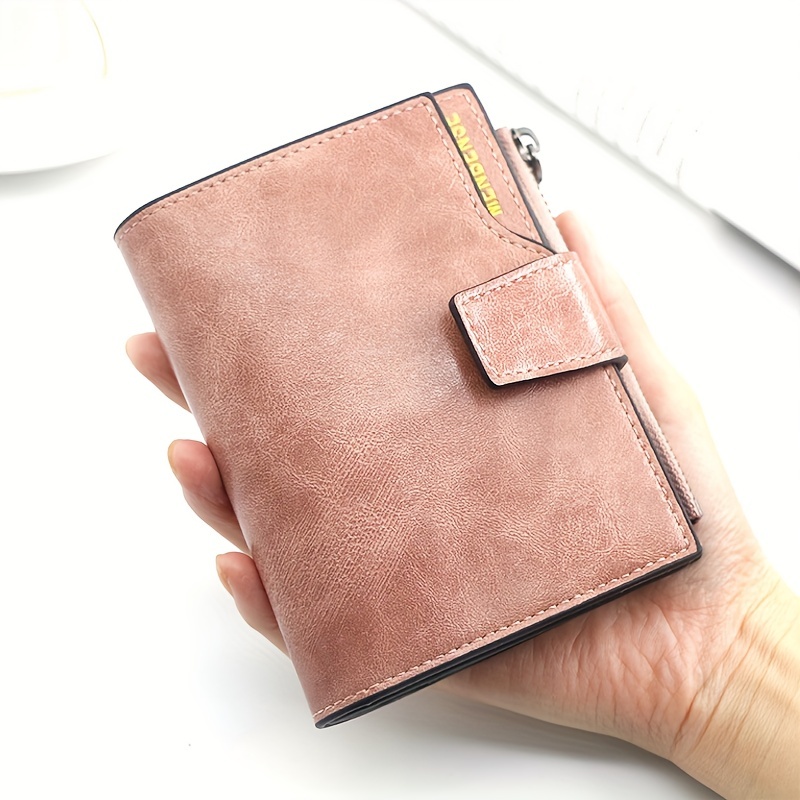 Womens Short Wallet Small Lady Purse Bifold RFID Blocking Leather Zipper  Wallet Vintage Card Holder Elegant Clutch Wallet