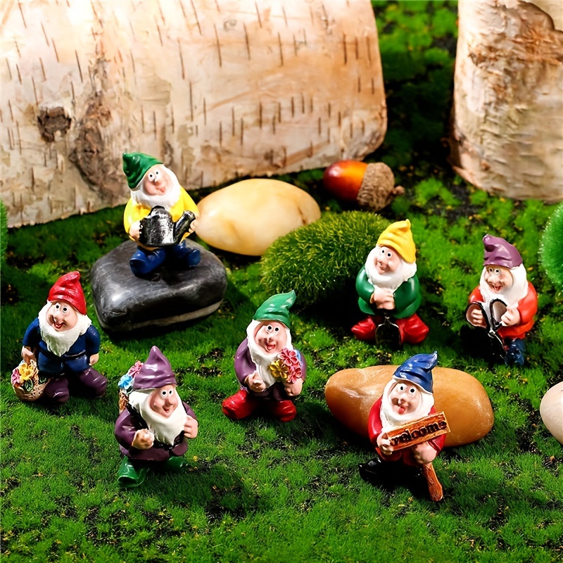 

7pcs/set, Mini Gnome Miniature Figurines Decorations Micro Landscape For Bonsai Craft Fairy Garden Outdoor Status Patio Lawn Yard Kit Cute Diy Accessories Tabletop Decor