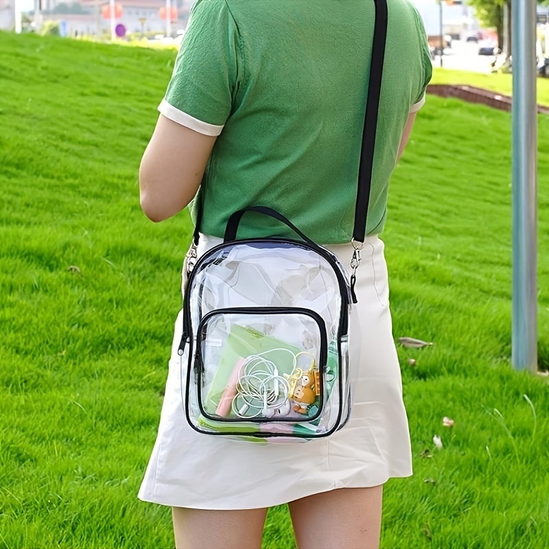 Green Transparent Top Handle Tote Bag Zip Crossbody Clear Sport Bags