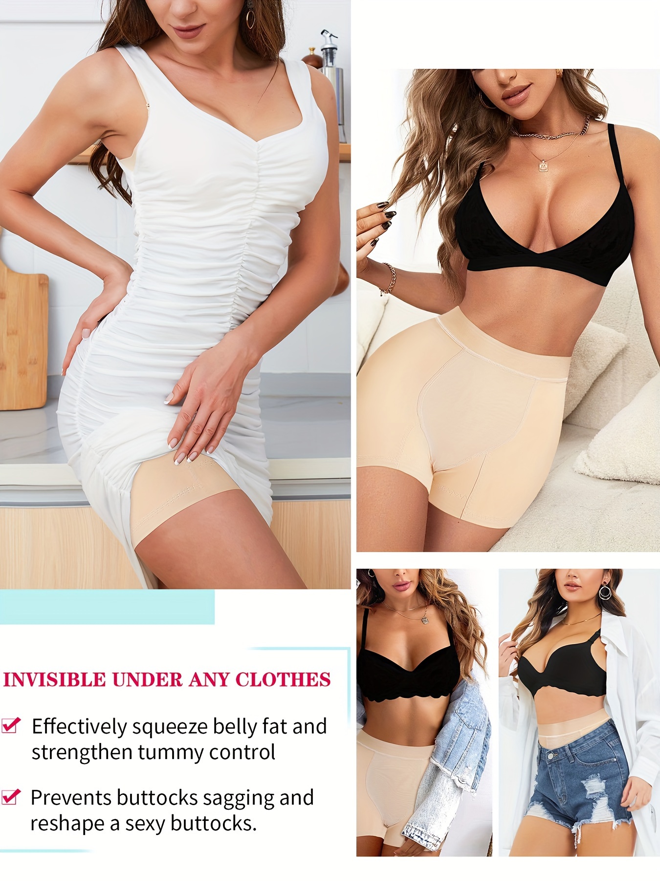 Seamless Solid Shaping Shorts Tummy Control Open Butt Shorts - Temu