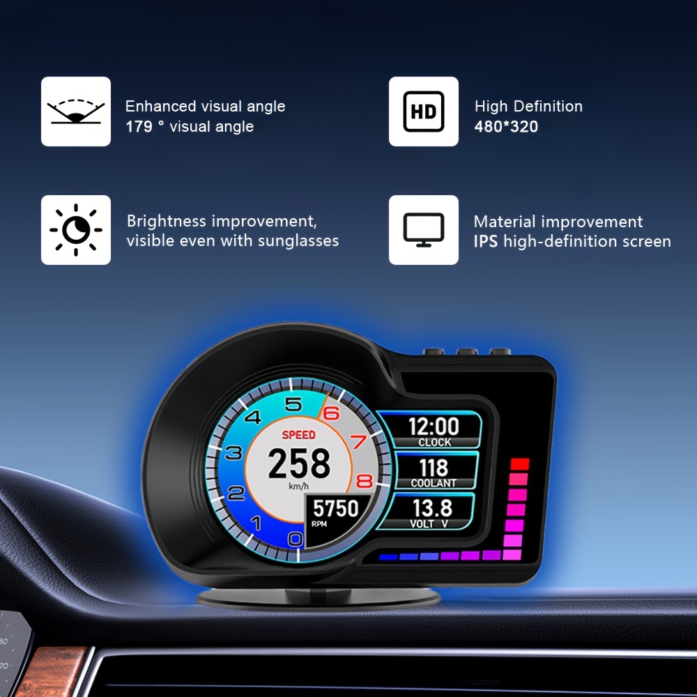 Hud Head Up Display OBD2 Digital Auto New GPS Speedometer Slope Meter  Tachometer Water Temp Alarm Electronic Part Car Assecories
