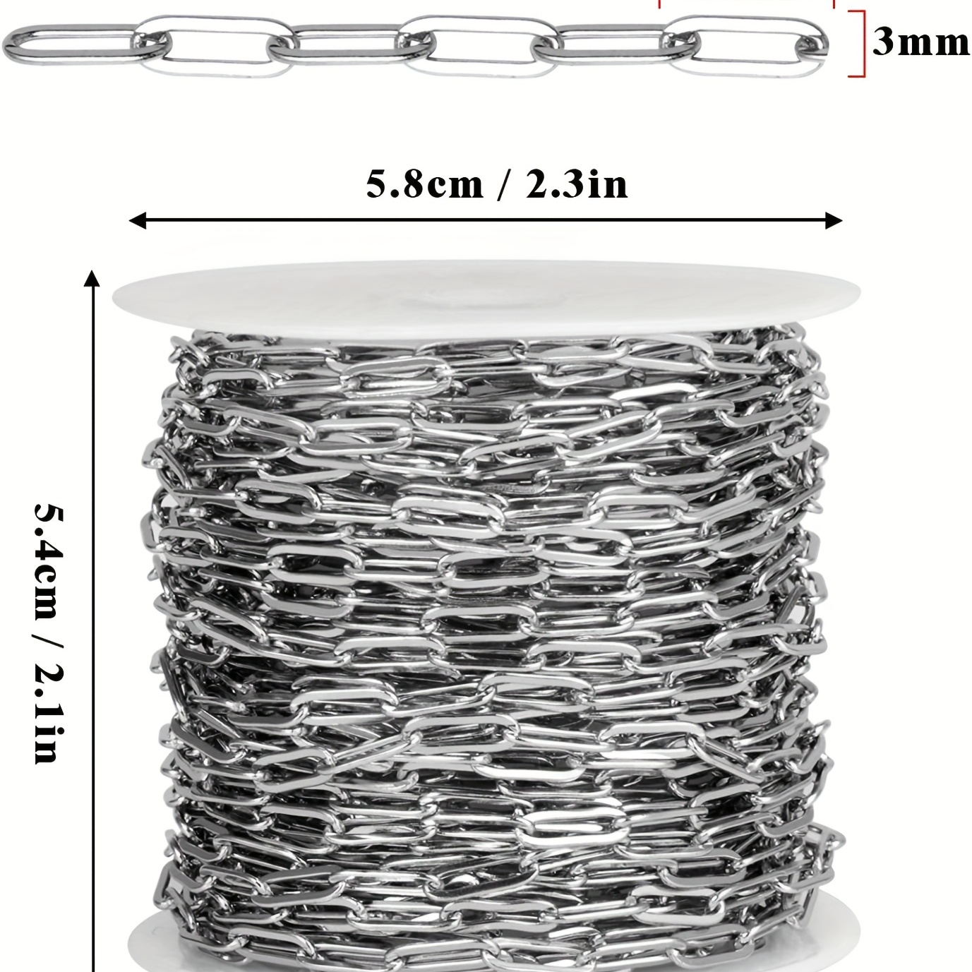 Stainless Steel Chain Bulk Flat Paper Clip Link Chain Silver - Temu