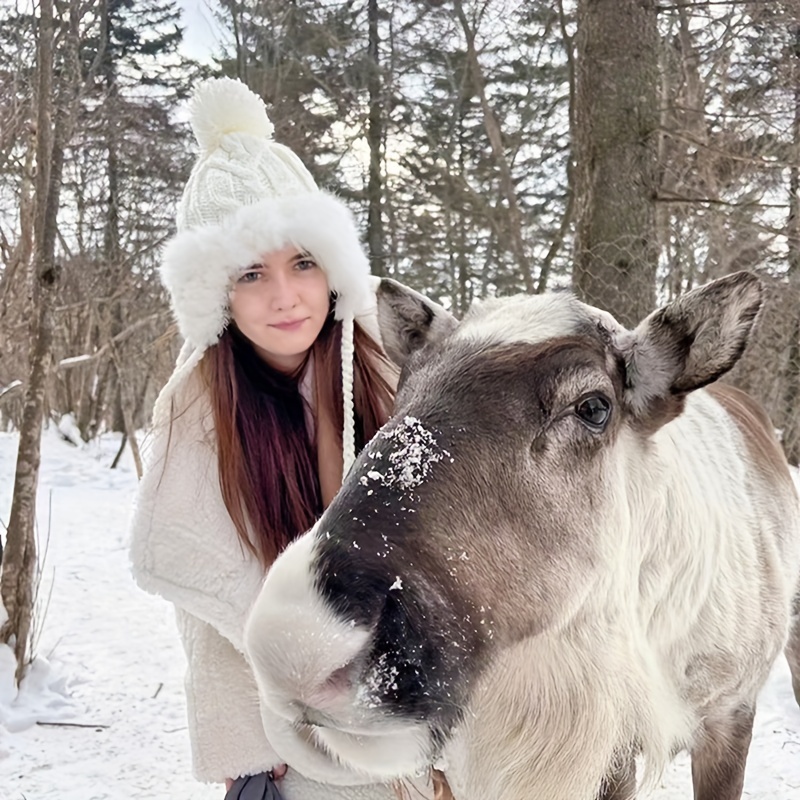 Gorro Punto Invierno Pompones Protección Oídos Versátil - Temu Chile