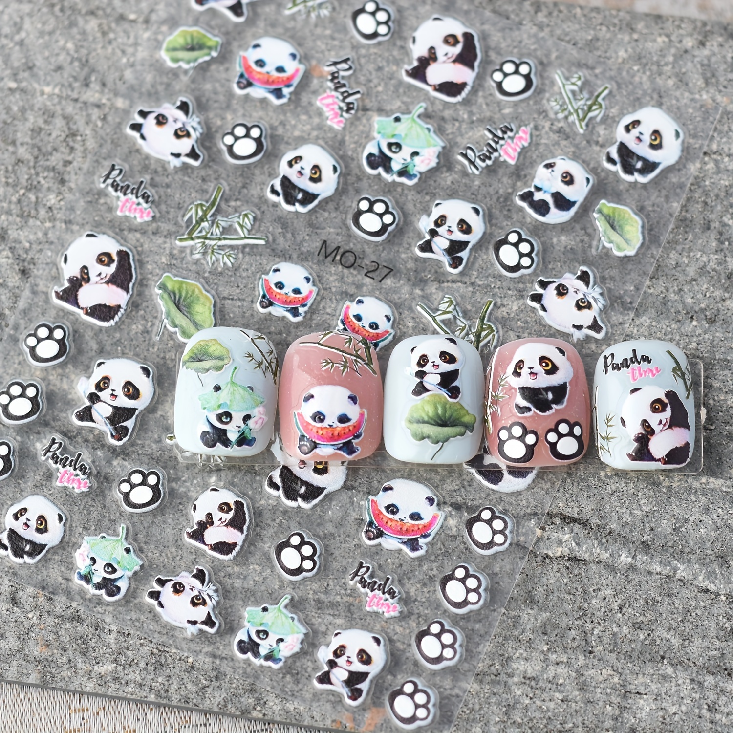 Kawaii Panda Nail Art Stickers - Cute Bamboo Letter Designs For Water Decals  And Watercolor Tattoos - Temu