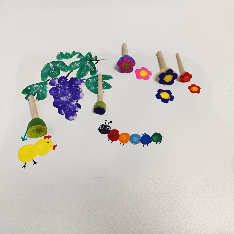 Log Sponge Brush 5 Colors Mini Flower Sponge Stamp Students - Temu