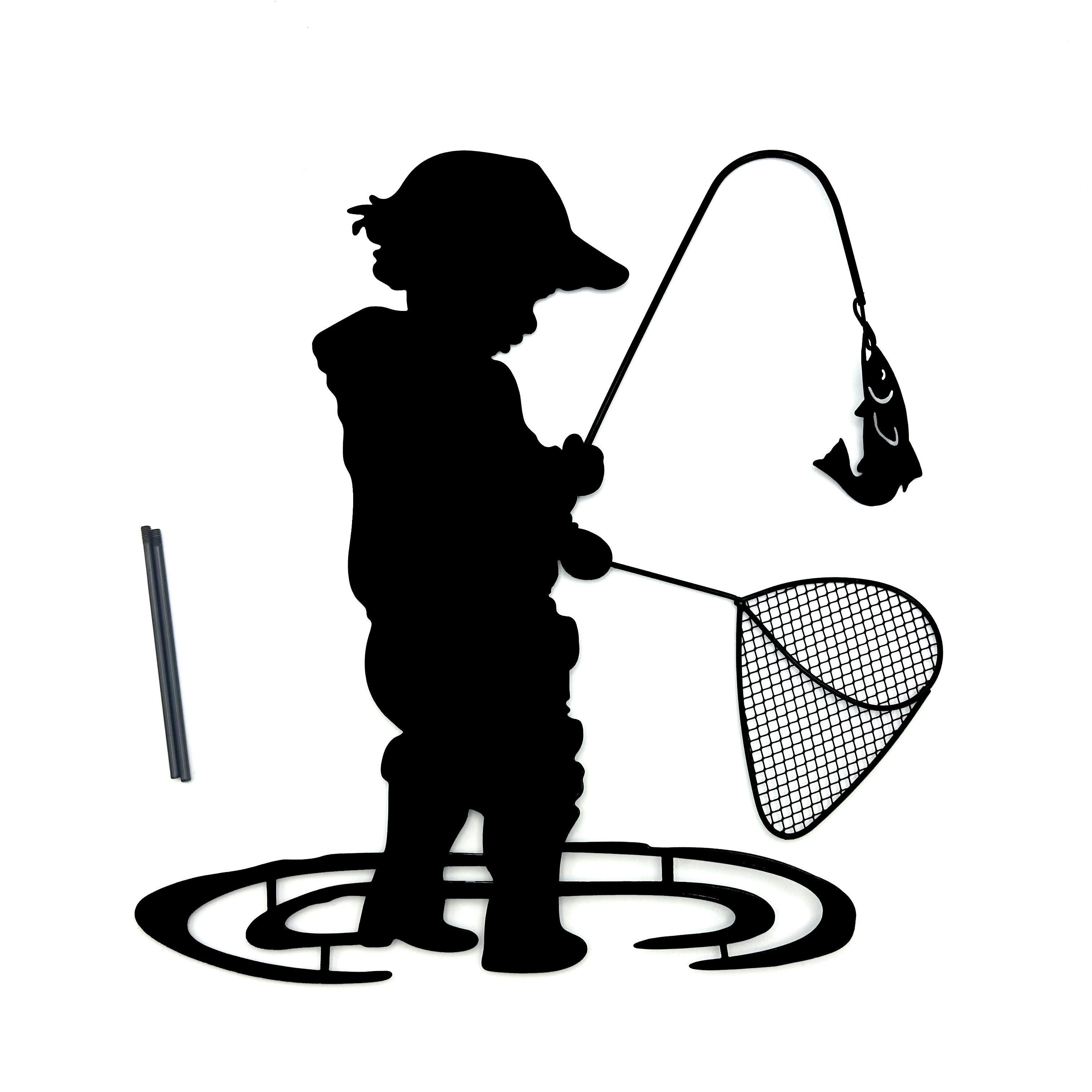 Boy Silhouettes Fishing Playing Vintage Metal Garden Stake - Temu Canada