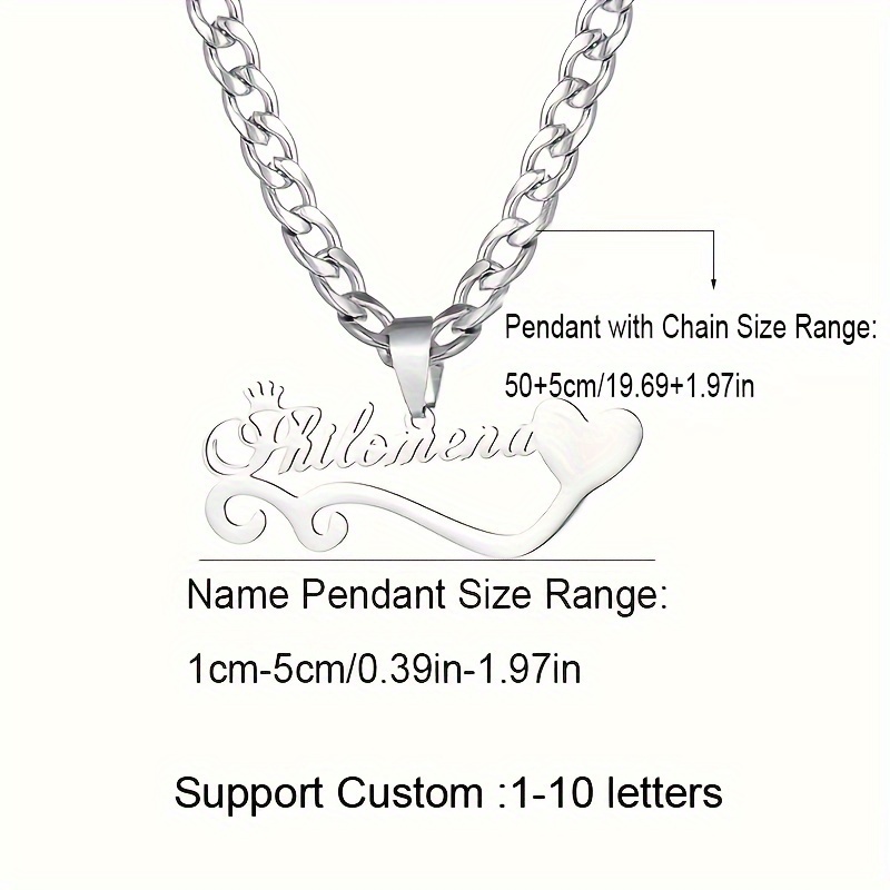 Customized Crown English Letter Name Necklace Stainless - Temu Portugal